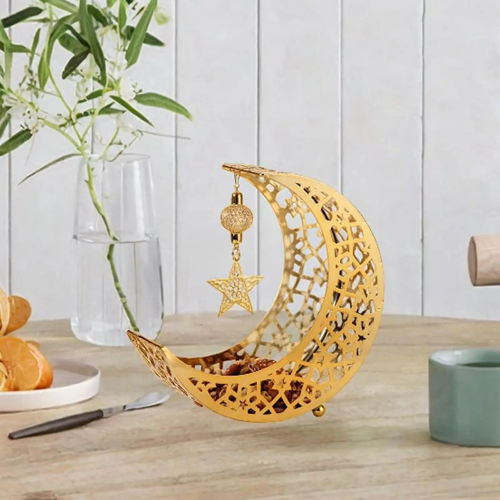 

Ramadan Moon Eid Pastry Tray Fruit Plate Table Decor Eid Mubarak Serving Tray for Snacks Cookie Decor Ramadan Home