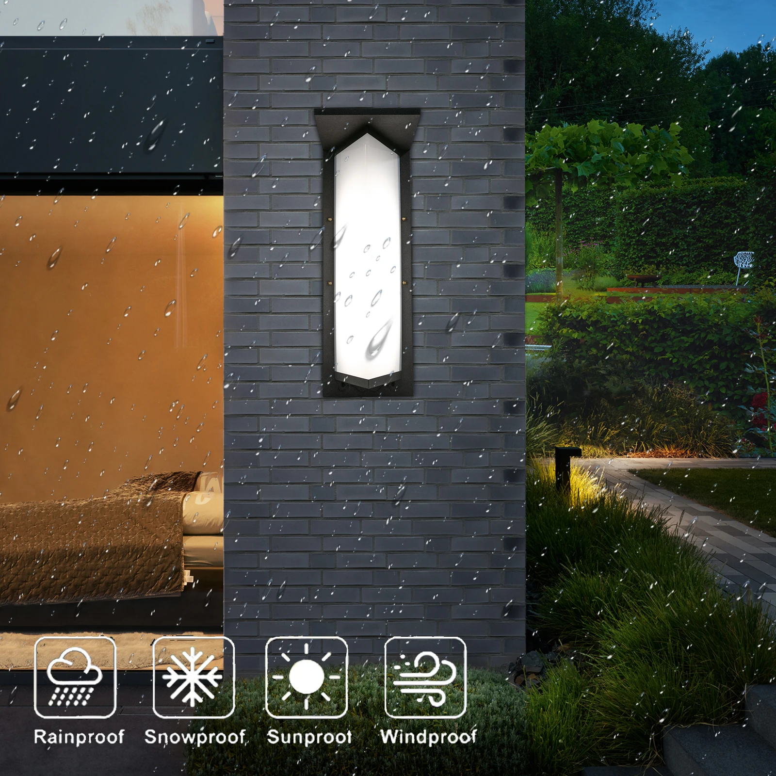 IP55 إضاءة مقاومة للماء في الهواء الطلق الجدار مصباح 24 فولت-220 فولت طويل الخطي الألومنيوم الإنارة مع ظلة لحديقة المرآب الشرفة الإضاءة #2