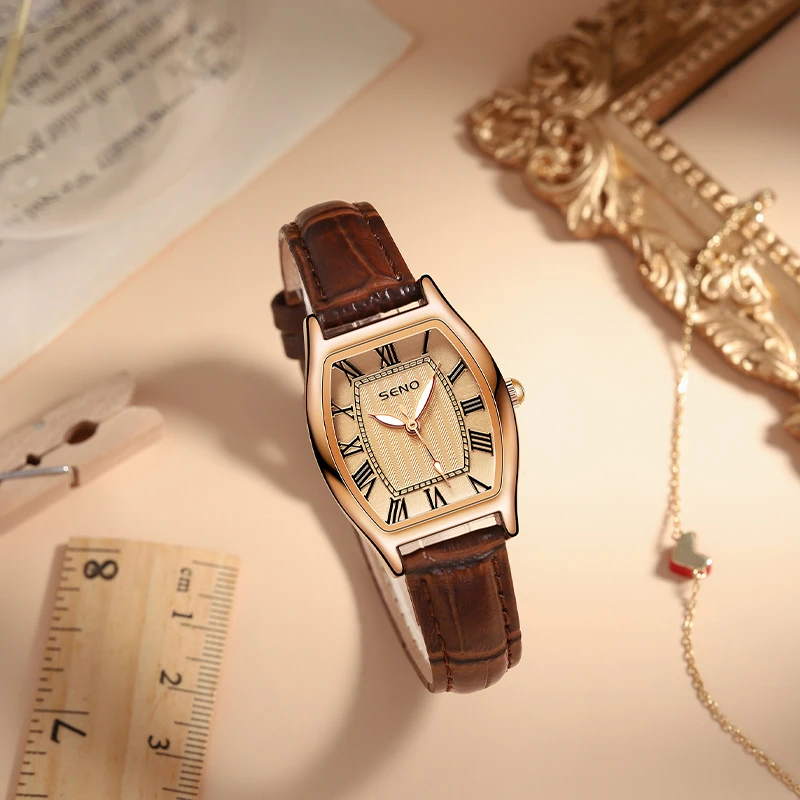 Light Luxury Retro Waterproof Luminous Barrel-Shaped Women's Quartz Watch