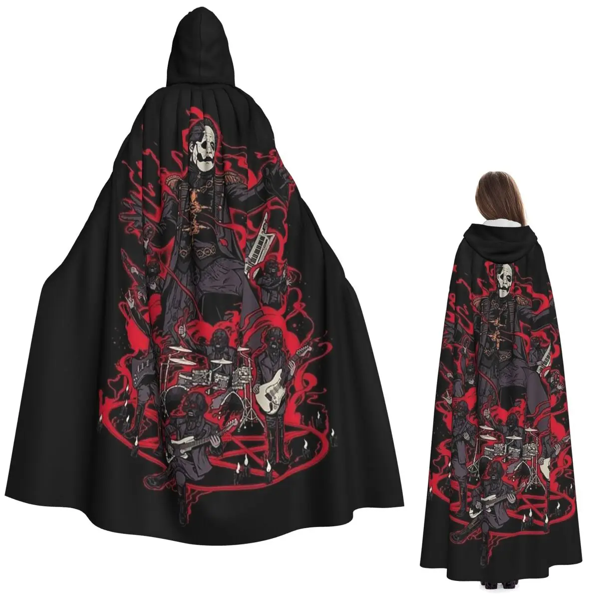 توبياس فورج شبح طويل مقنع عباءة ساحرة القرون الوسطى زي تأثيري كيب هالوين معطف الكبار للجنسين