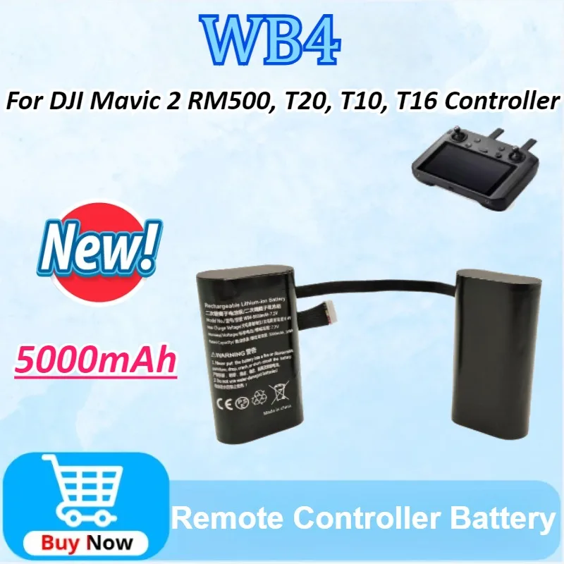 

Upgraded High-Capacity Batteries Remote Controller Battery 7.4V/5200mAh WB4-5000 for DJI Smart Controller RM500