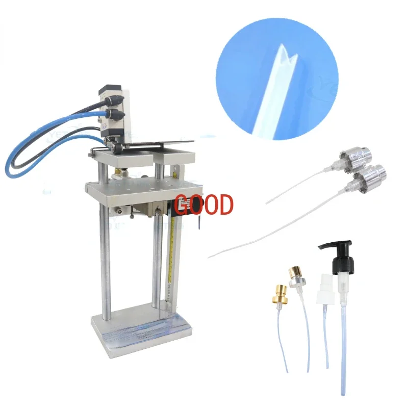 Perfume spray pump dip tube cutting machine V shape plastic tube pipe cutter semi automatic perfume pump cutting machine