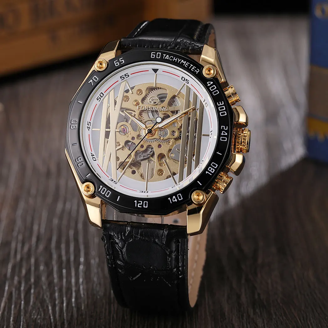 2024New Desigh Steel Skeleton Mechanical Watch Male Automatic Movement Man Wrist Watches Waterproof High End Luxury reloj hombre