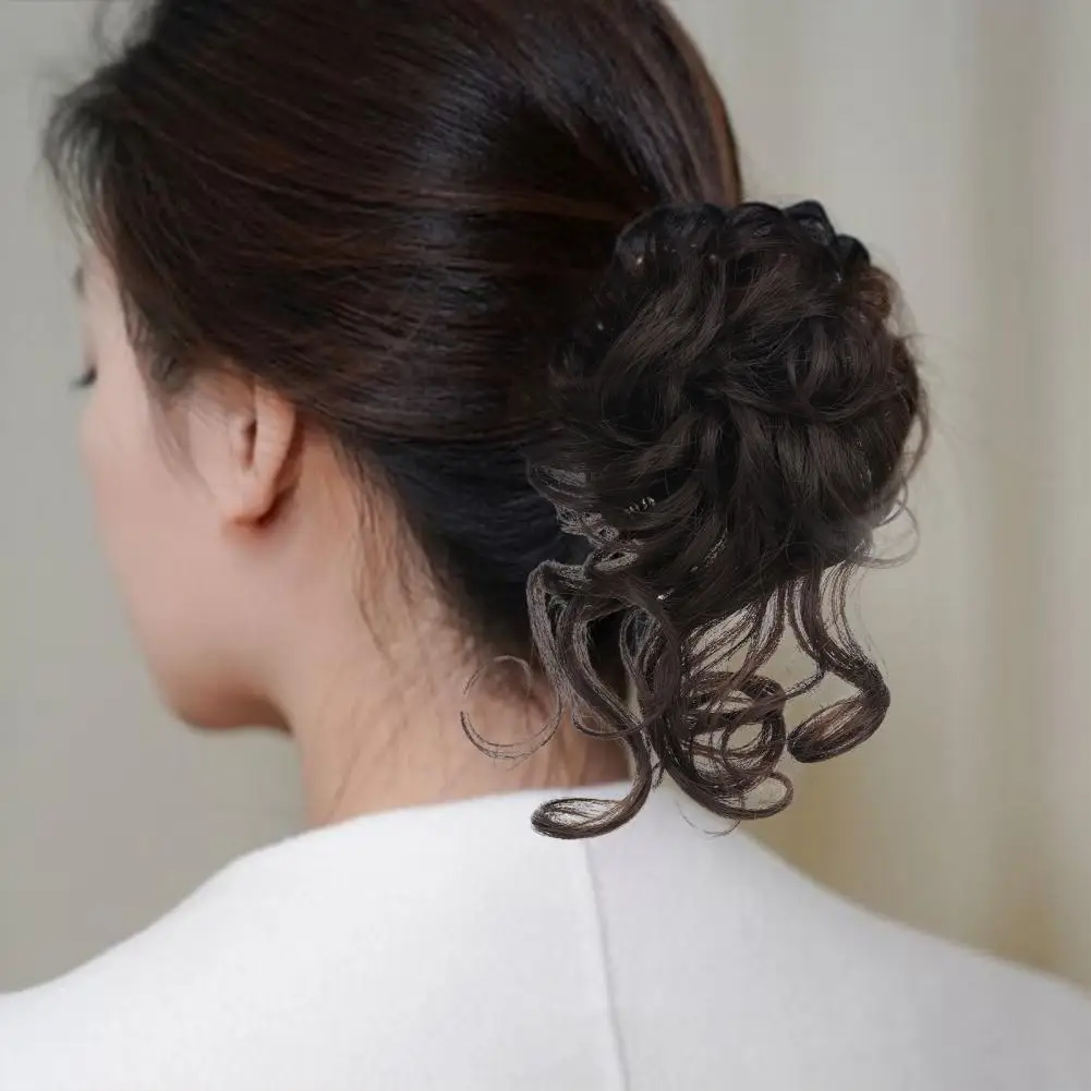 Haar Pruik Hoge Veerkracht Elastische Band Gemakkelijk Zorg Anti-Slip Ademende Jurk Up Natuurlijke Look Warmte-Vriendelijke Chignon Pruik Voor Feest