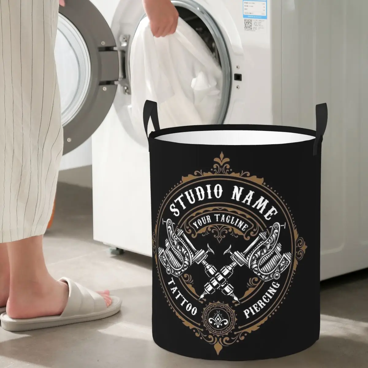 Custom Bib Tattoo Artist Tattooists Foldable Laundry Baskets Dirty Clothes Toys Storage Basket Home Organizer Box
