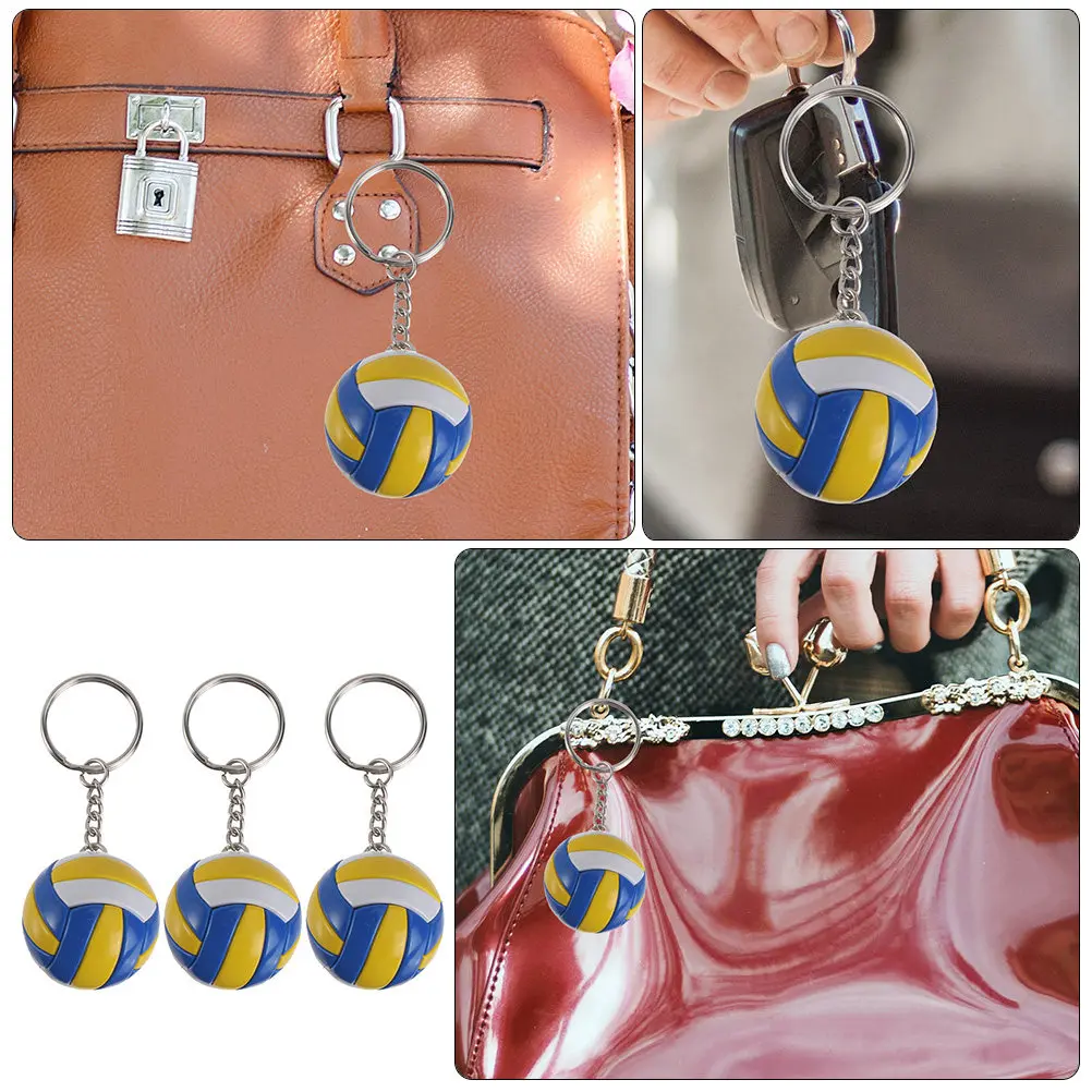 

3Pcs PU Volleyball Key Chains Simulation Design Sports Decoration Bag Ornament Volleyball Gift Bag Ornament Sports Key Chain
