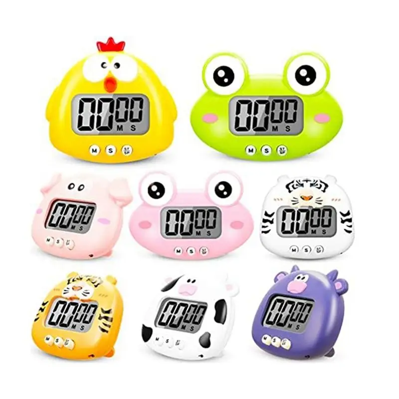 RANA 8 Pieces Animal Timer Cartoon Digital Kitchen Timer Countdown Timer Magnetic Timer Visual Timer for Kitchen Classroom