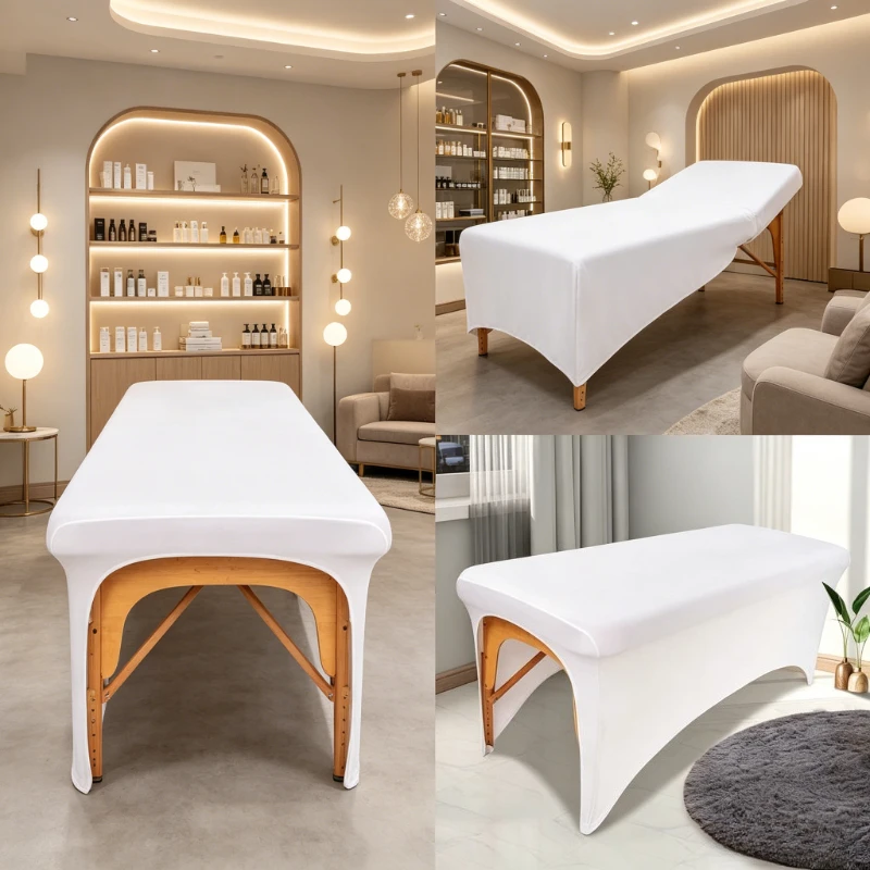 Hochelastische Schönheitssalon-Tischdecke Atmungsaktives Dehnbares Passgenaues Massageliegen-Laken Maschinenwaschbare Einfarbige Spa-Tischdecke – Detail 9