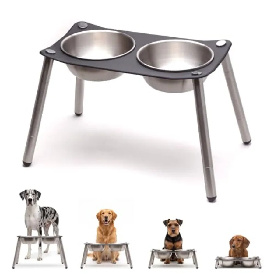 

Adjustable Elevated Dog Bowl 56 fl oz Stainless Steel Bowls
