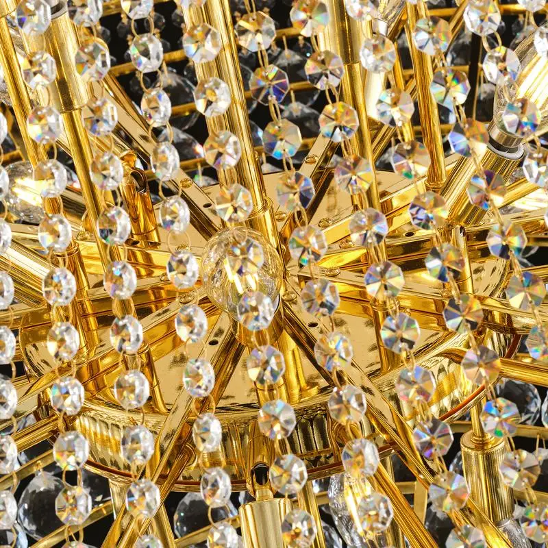 ثريا كريستال 48 بوصة 3 طبقات مع 42 لمبة E12، 680 كرة كريستال، سلسلة قابلة للتعديل 79 بوصة، مثالية للبهو الفاخرة و