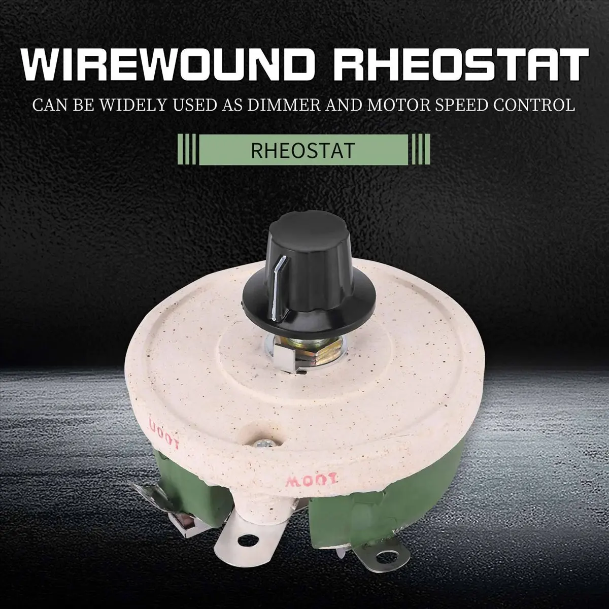 AAAE 100W 100 Ohm Ceramic Wirewound Potentiometer Rotary Resistor Rheostat