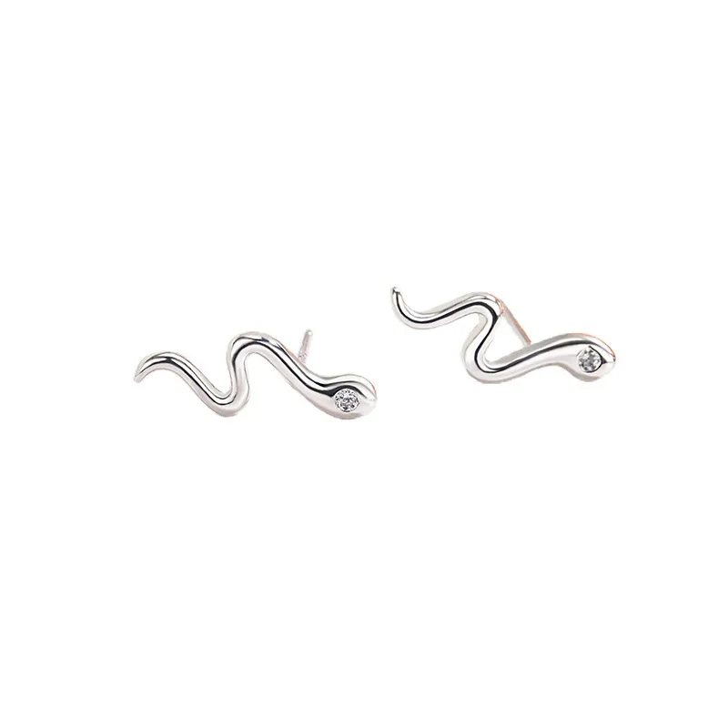 Sterling Silver Color Little Snake Ear-Sticks Women's Earrings Fashion Jewelry 2096