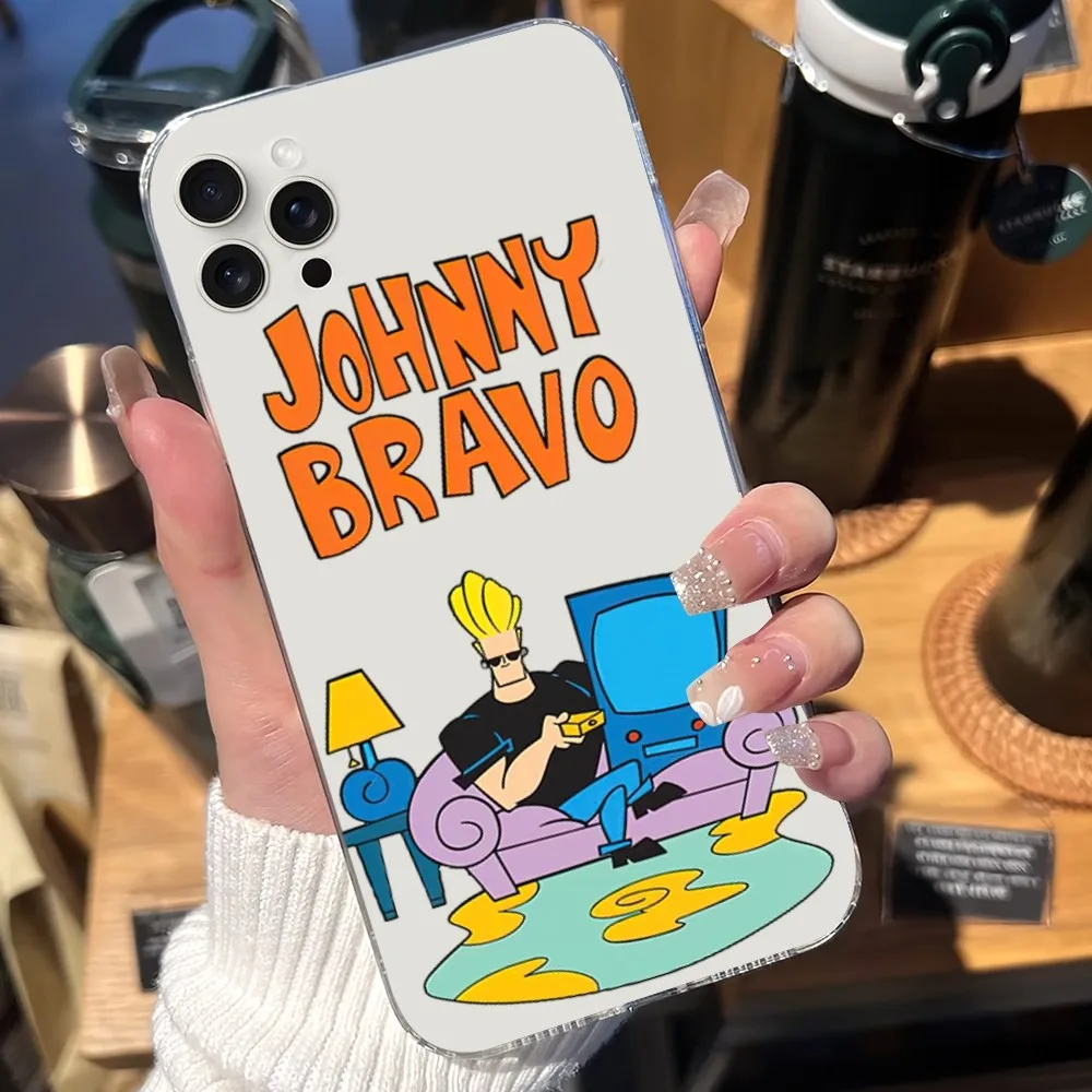 Cartoon J-Johnny Bravo Phone Case For Samsung Galaxy S20 S22 S23 A71 FE Lite Plus S21 ULTRA Transparent Shell