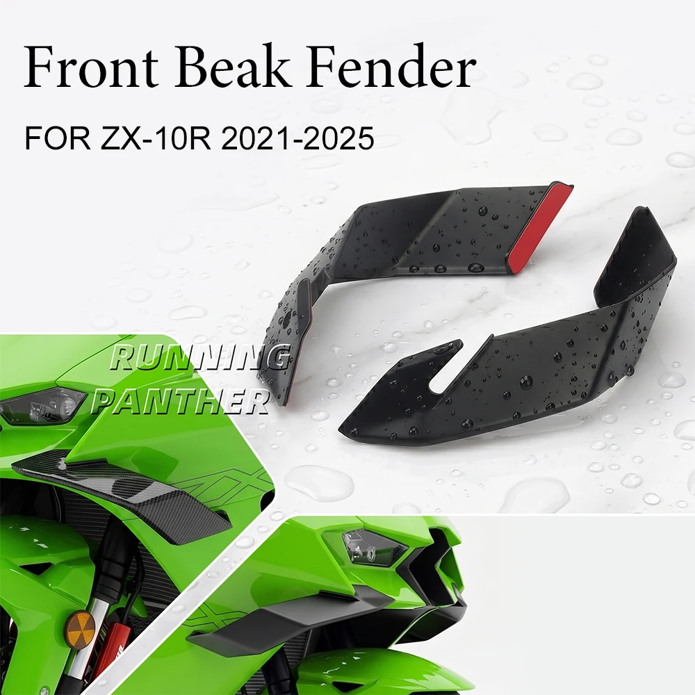 Front Beak Fender For KAWASAKI ZX-10R ZX10R 2021-2025 Motorcycle Accessories Front Spoiler Wing Aerodynamic Winglet Kit Fairing