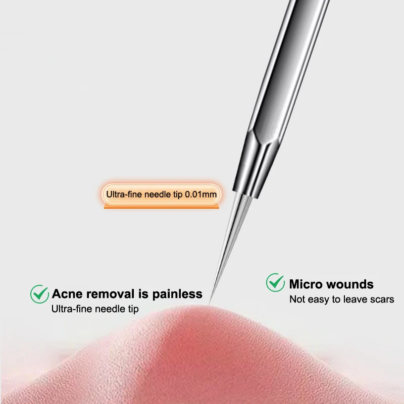 Ultra Fine Needle Tip Blackhead Remover, Comedone Acne Pimple Extractor, Agulhas De Aço Inoxidável, Rosto Skin Care Tools, 0,02mm