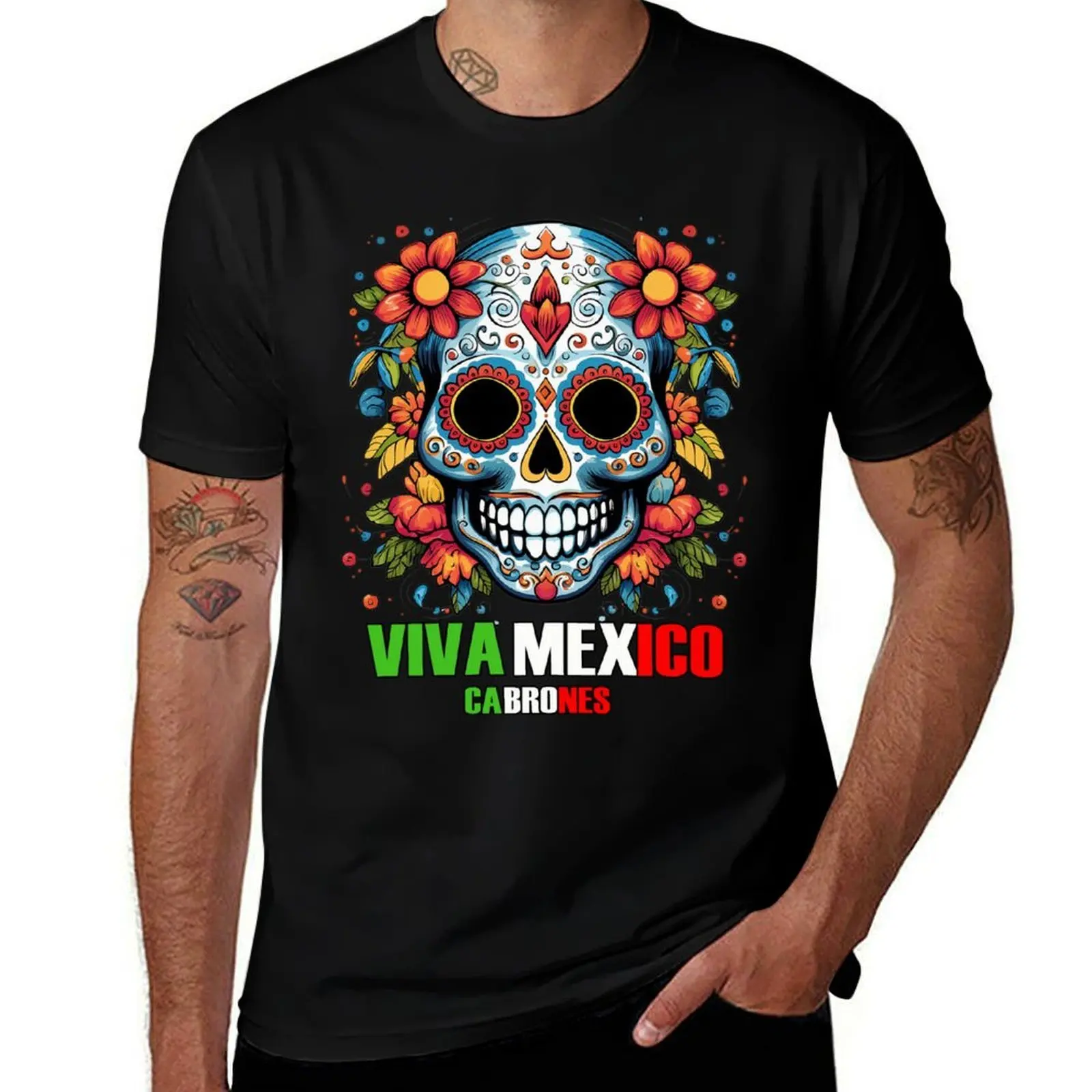 

Viva Mexico Cabrones - Patriotic Celebration T-Shirt Basic All Season Solid T-Shirt