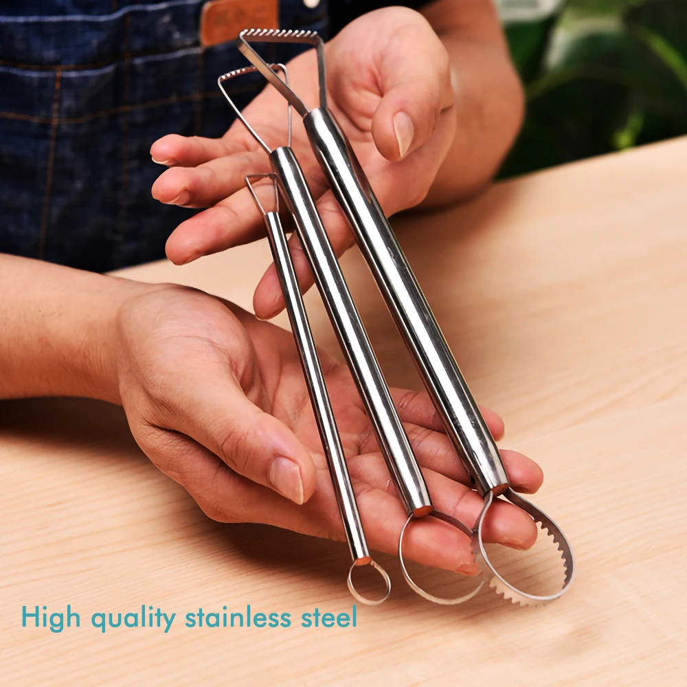Pottery Sculpture Trimming Tool Stainless Steel Double-Headed Tooth Trimming Tool for Scraping and Trimming Texture Clay Tools