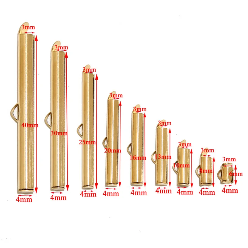 20pcs 9 Size Stainless Steel Slide On End Clasp Tubes Slider End Caps Crimp End Tube for Round Seed Beads Inner 3mm