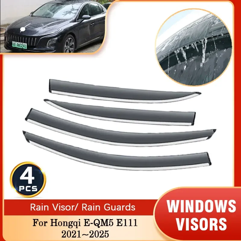 For Hongqi E-QM5 EQM5 E111 2021 2022 2023 2024 2025 Car Rain Guard Wind Deflectors Window Visors Sunshade waterproof Accessories