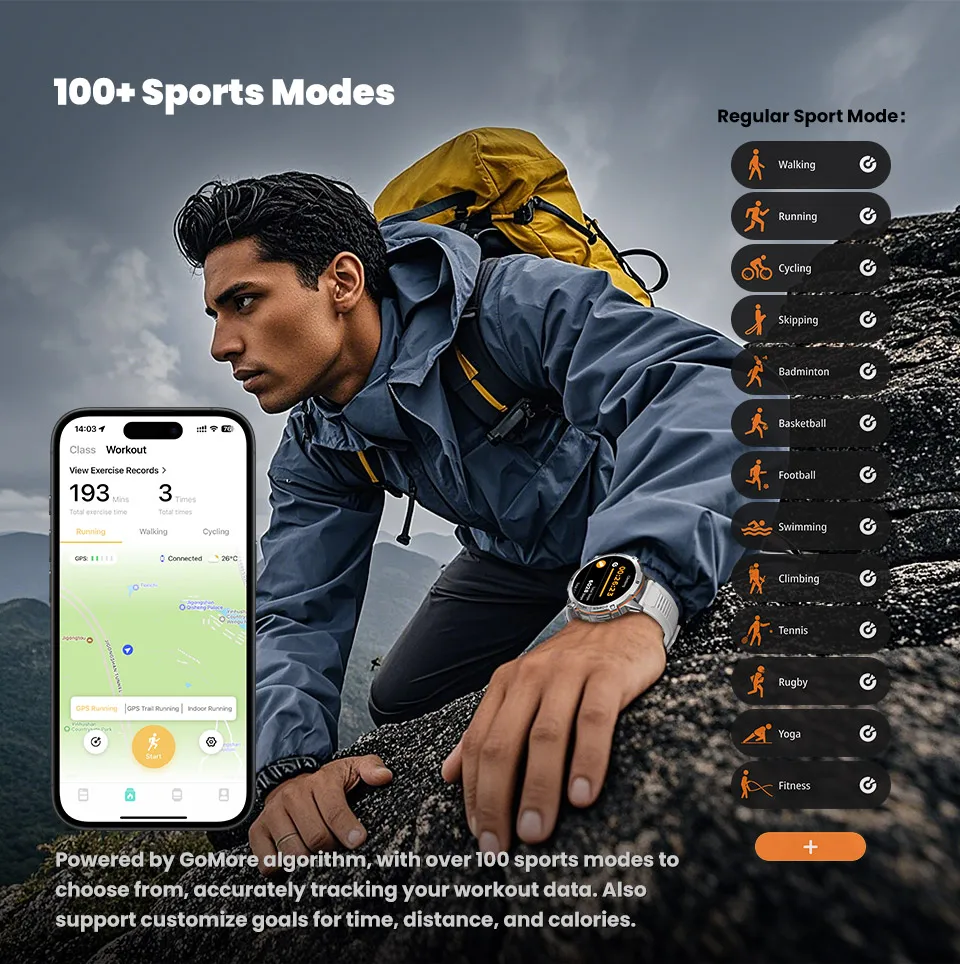 2026 Neue 100M Wasserdichte Schwimm-Smartwatch 1,73'' Großer Bildschirm 1000mAh Akku GPS-Tracker Bluetooth-Anruf Sport-Smart-Armband für Männer – Detail 7