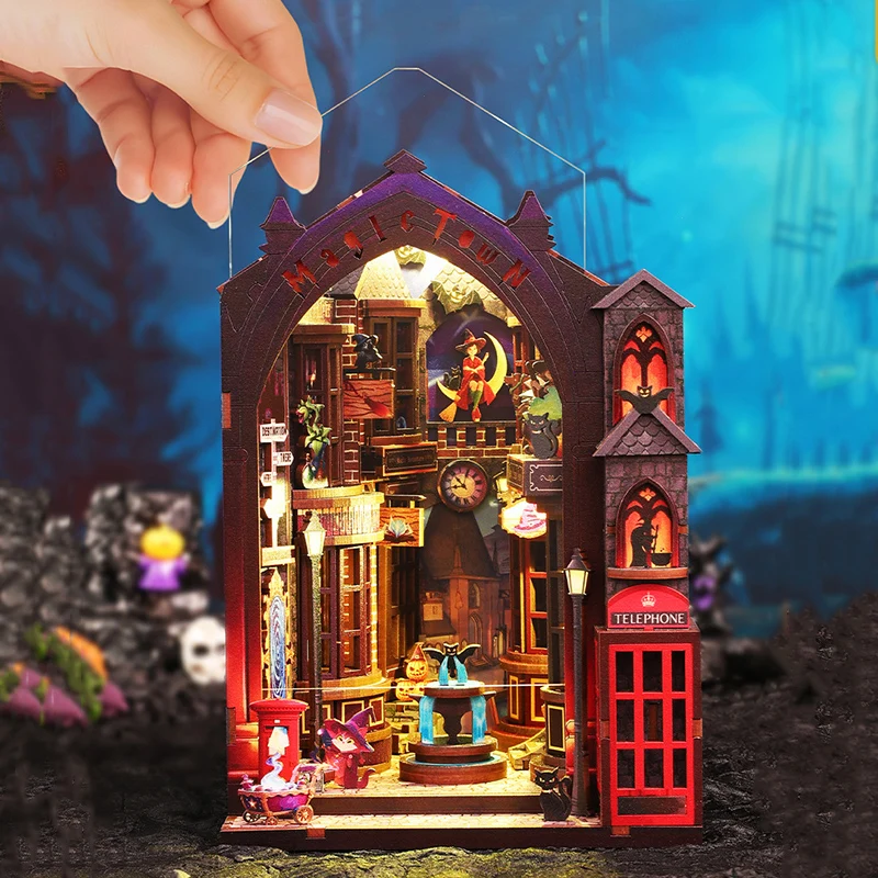 DIY Houten Poppenhuis Magische Alley Miniatuur Meubilair Kit Boek Hoekje 3D Gebouw Model Monteer Speelgoed Volwassen Kerstcadeau Casa