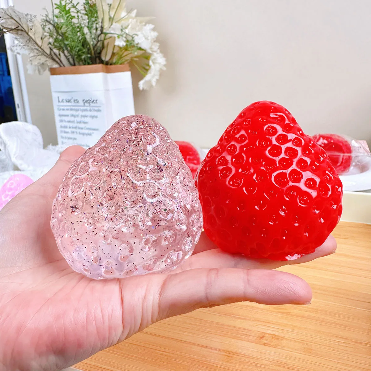 Big Strawberry Squeeze Taba Squishy Toy Kawaii Red Pink Squishies Fidget  Fruits Vegetables Simulation Food Soft Girl Birthday