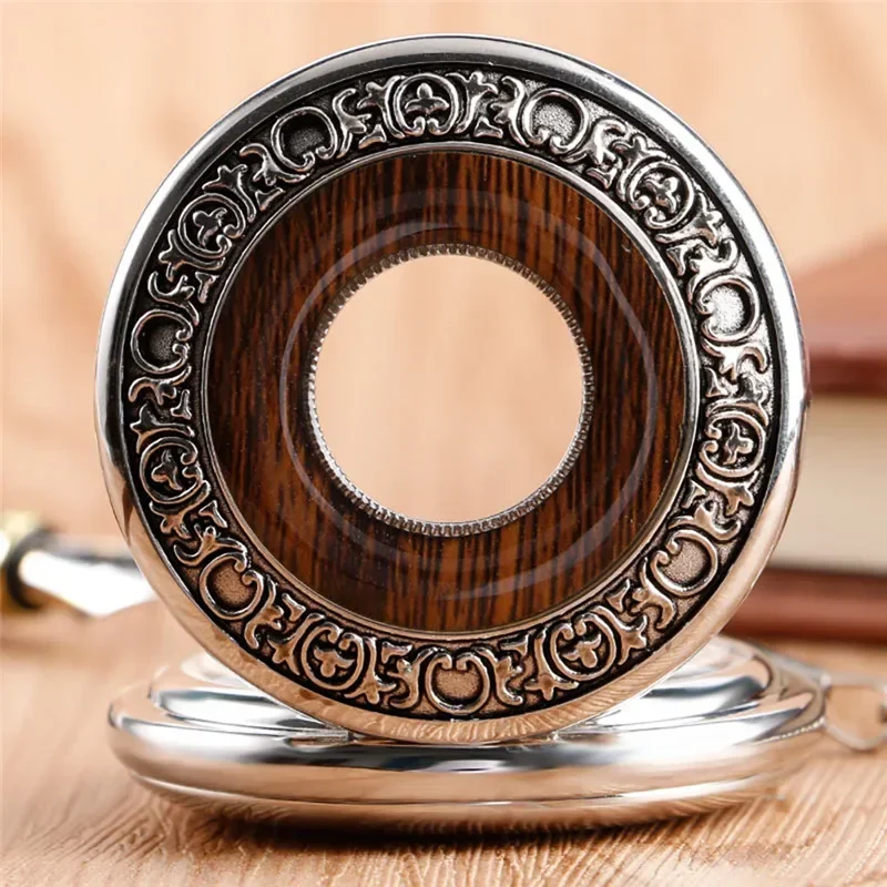 Vintage Hollow Case Men Women Skeleton Handwind Mechanical Pocket Watch Retro Clock with Fob Pendant Chain Roman Numeral Dial