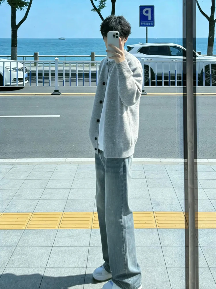 

Мужской вязаный кардиган Light ey Lazy Sle: модный, высококачественный, весенний, мягкий, свободного кроя, повседневный.