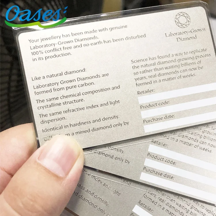 Customized query New Arrival Customized Credit Card Size Laser Engraving Luxury Shiny Metal Authenticity Warranty Card With Whit