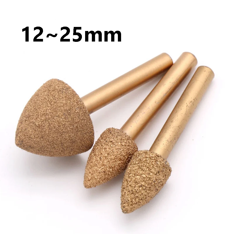 Diamond Pointed Cone Grinding Bits 12-25mm 46/100 Grit Tapered Burrs for Stone Concrete Tile Marble Carving Polishing