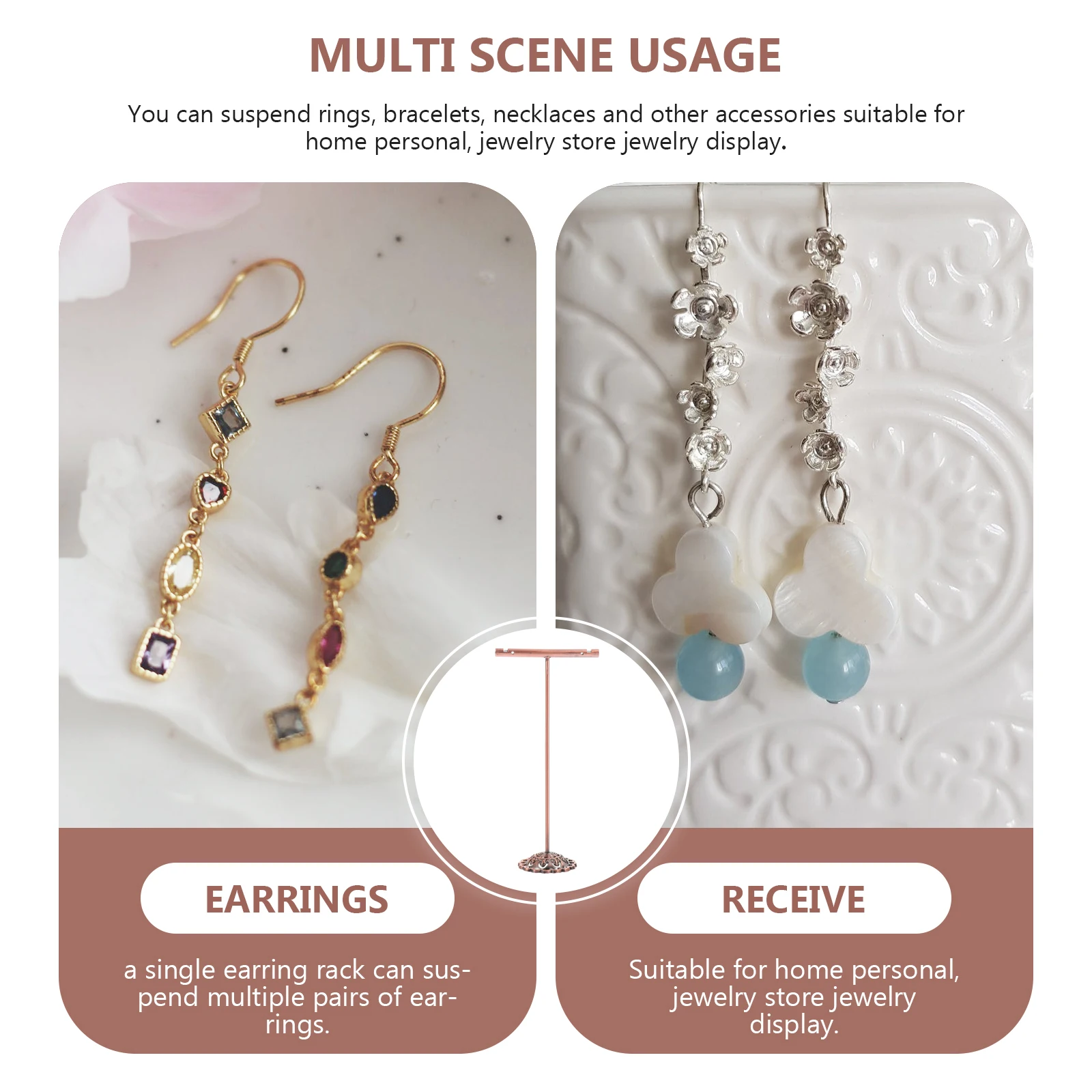 

3 Pcs Earring Display Stand Hanging Holder Scarf Shape One-piece Rack Iron Organizer Earrings