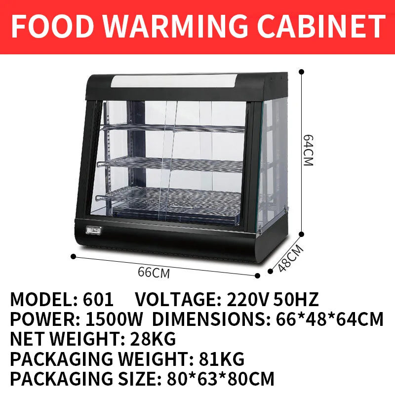 2000W Commercial Food Warmer Display Pizza Warmer, 3-Tier Electric Countertop Food Warmer/LED Lighting Adjustable