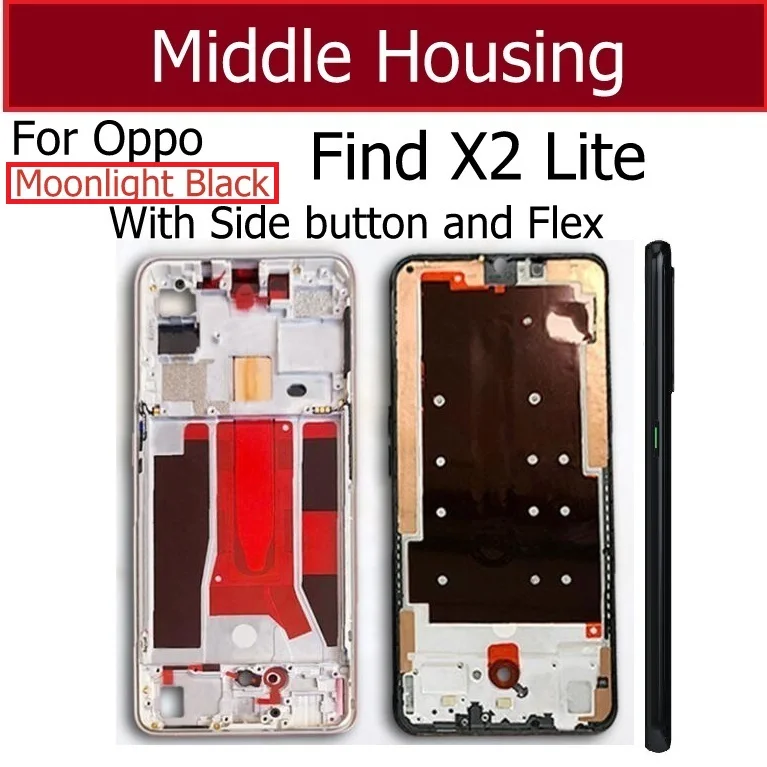 Middle Frame Housing For OPPO Find X2 Lite Middle Frame Bezel with Side Buttons Camera Cover Reapir Parts