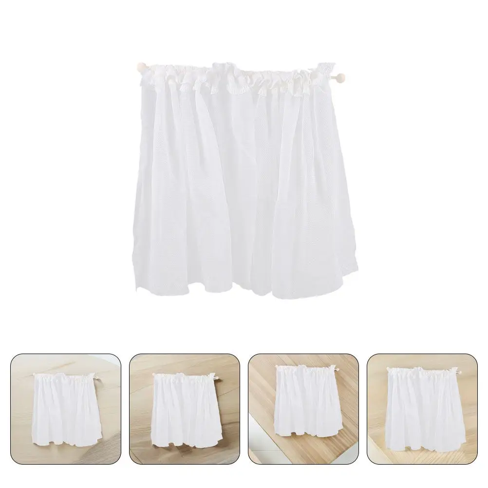 

2Pcs Miniature Lace Window Curtains Set Elegant Mini Window Drapes DIY Accessories for Tiny House Decoration Scene Prop