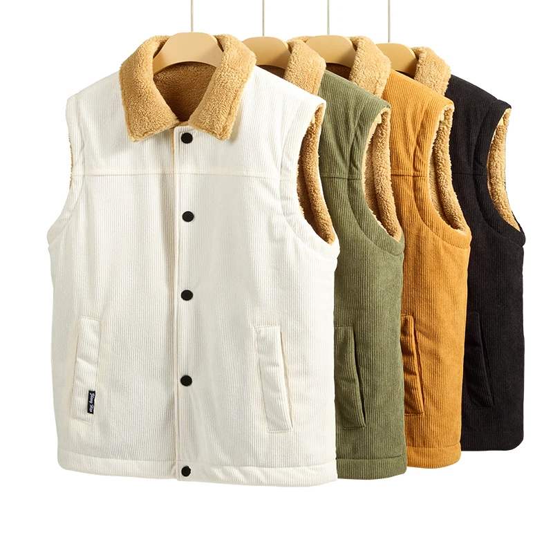

Men Lamb Wool Thick Vest Jacket Warm and Casual Men's Clothing Fashion Vest Jacket Men Versatile Workwear Style Vest Jacket