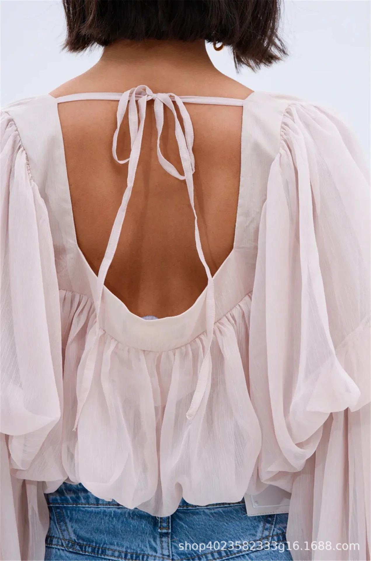 Square Neck Flowy Tunic Blouse Batwing Long Ruffle Maxi Cape Sleeve Loose Chiffon Blouse Women Boho Casual Elegant Flowy Shirt