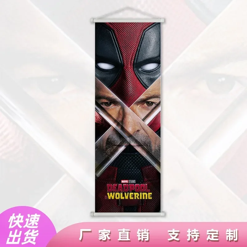 Deadpool Wolverine Hanging Paintings Anime Posters Oil Painting Poster Satin Scrolls Decorating Living Room Wall Ornamenta Gifts