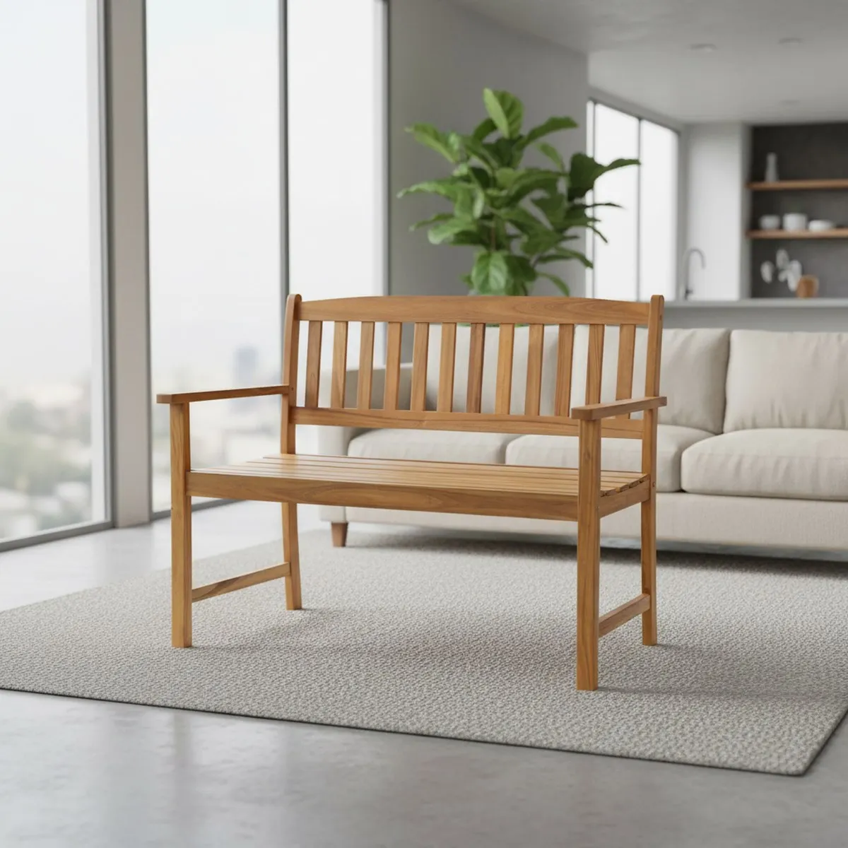 Acacia Wood Outdoor Bench 2 Person Garden Seater Slatted Seat Porch Park Backyard Natural