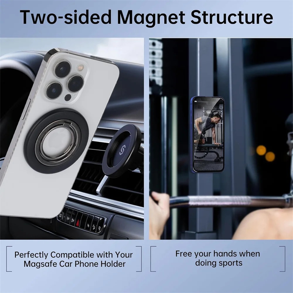 New Double Sided Magnetic Phone Ring Holder for Kickstand Magnet Grip for iPhone 15 14 13 12 11 Pro Max Finger Ring Holder Stand