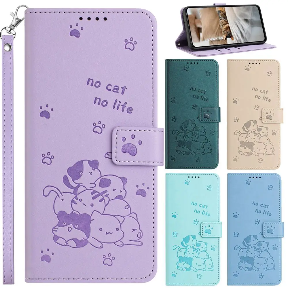 POCO C65 M6 X6 Strap Leather Phone Case for Funda Xiaomi Redmi 14C 13 13C 12 12C 10C A3 Mi 14T Pro Case 3D Cat Wallet Flip Cover