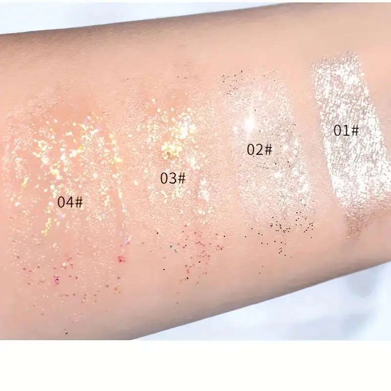 1 unidade de sombra líquida com glitter de secagem rápida e acabamento brilhante e de longa duração para aparência de festival negrito, disponível em 4 cores.
