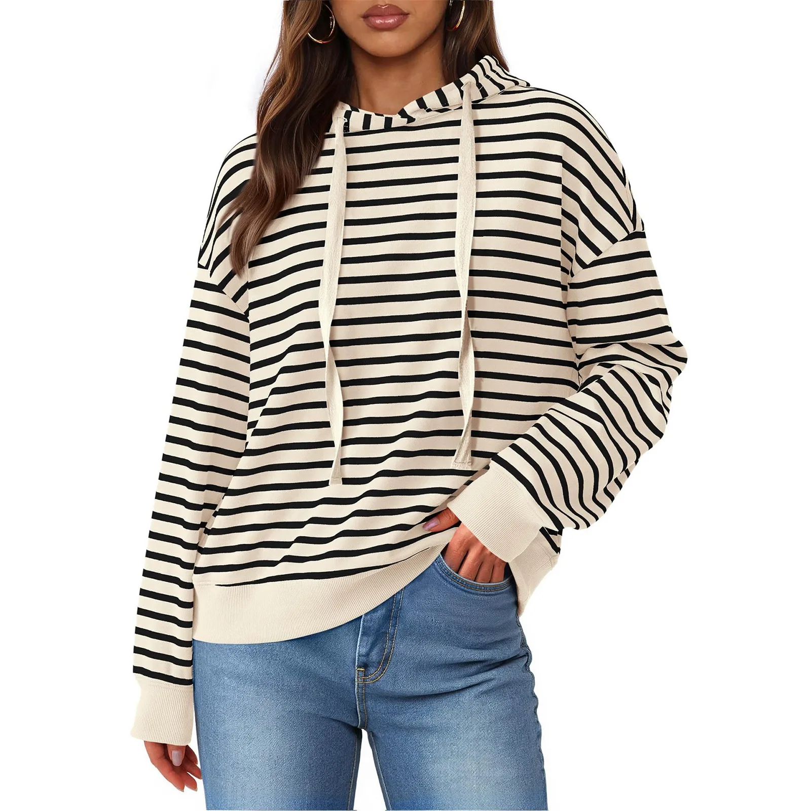 المرأة مخطط مقنعين الرياضة تي شيرت غير رسمي البلوز Y2k الملابس بلايز المرأة Ropa Mujer الأعلى الأنثوية Roupas Femininas جديد #5