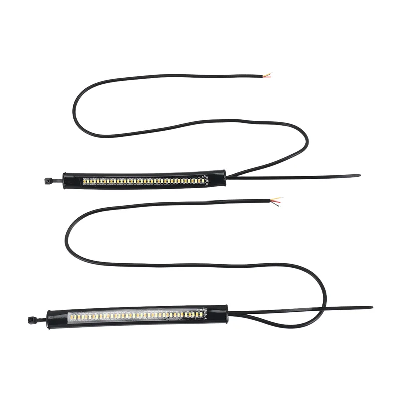 A21F-Flexible Switchback Dual-Color White & Amber Motorcycle LED Fork Turn Signal DRL Daytime Running Light Waterproof