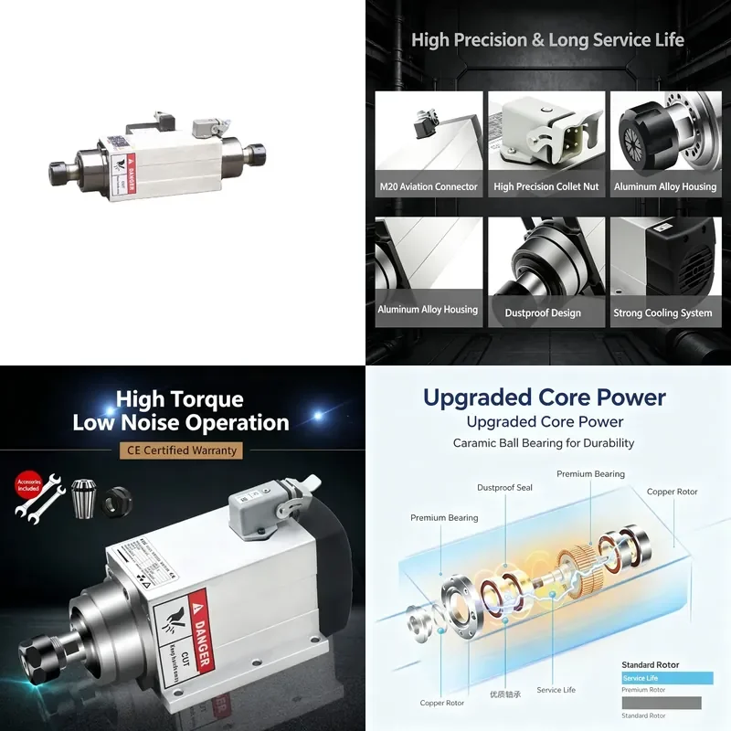 6KW Double End Spindle Motor Air Cooled CNC Spindle Motor for Numerical Control Milling Machines