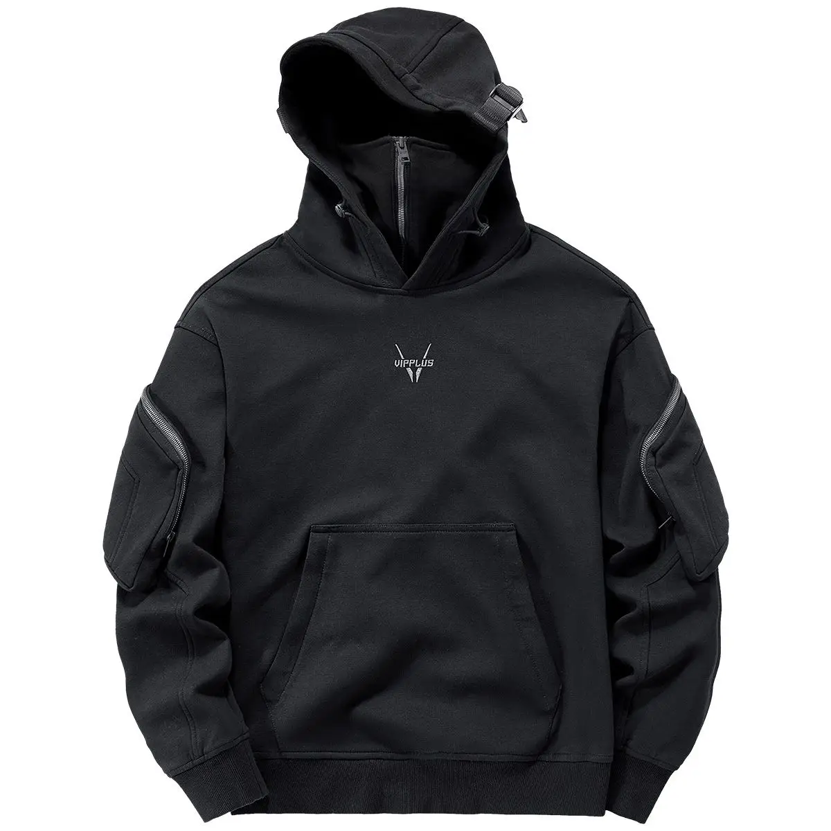

Original VIP Flying Tide Brand Functional Wind Mask Black Sweater, Hooded Cyberpunk Top Coat
