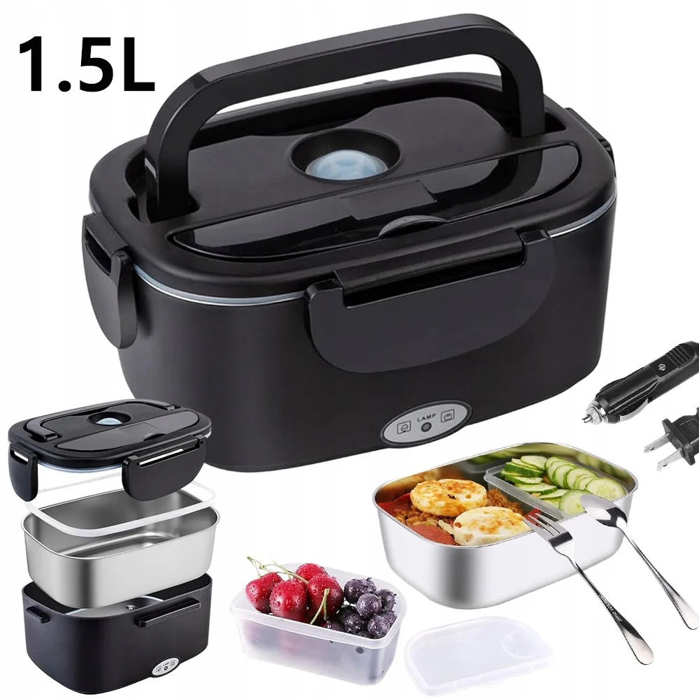 Scaldavivande Elettrico 1.5L 60W, Contenitore Riscaldante per Alimenti Durevole e Sicuro, Rivestimento in Acciaio Inossidabile, Anti-perdita con Borsa per il Trasporto