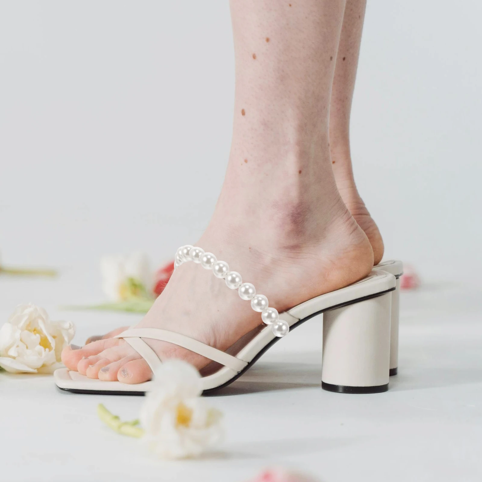 

2 Pcs Pearl Women Ankle Strap Heel High Heels Shoe Straps Shoes Stoppers for Anti-skid