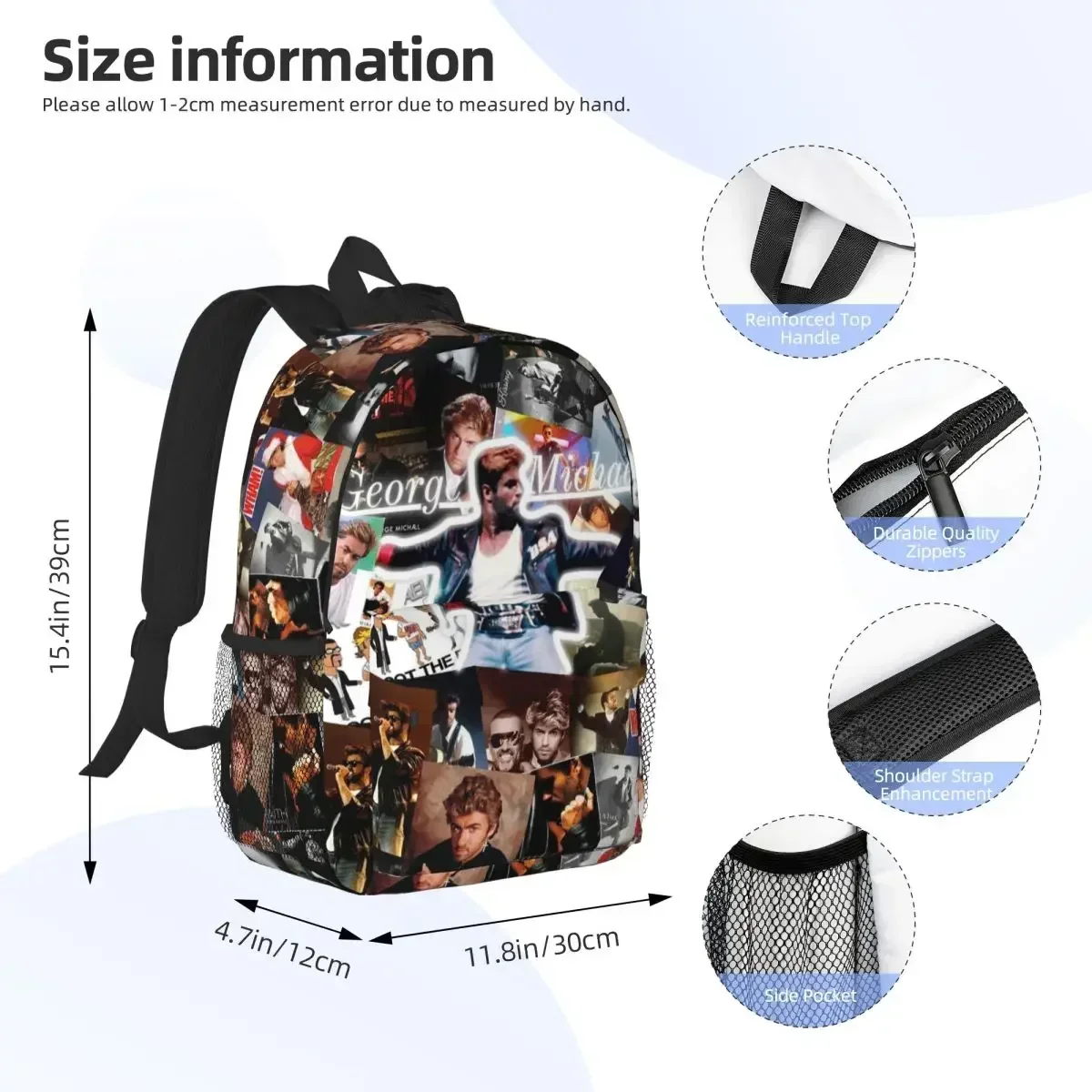 George Michael Backpack Hot Sale Daypack Large Capacity Boys Girls BookBag Shoulder Bags for Men Women Children School Bag
