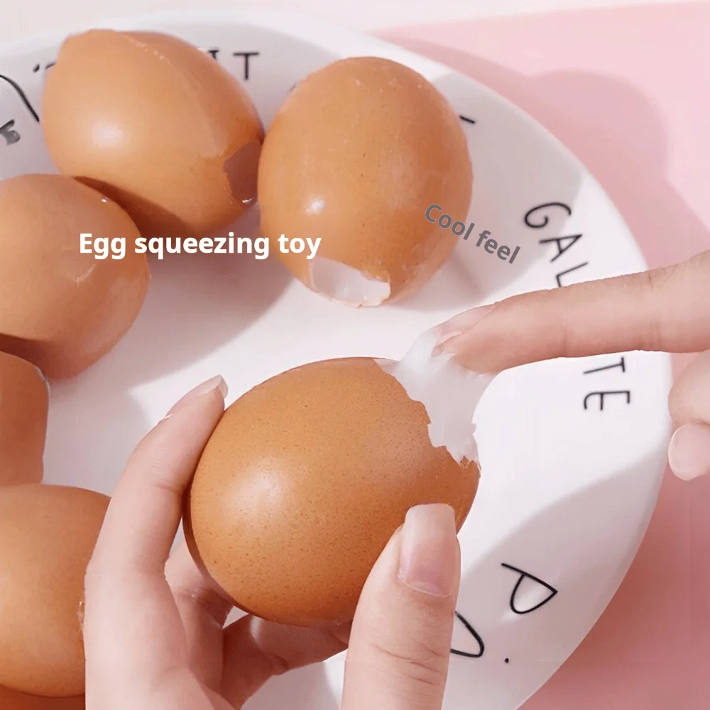 New Squishy Artificial Egg Squeeze Fidget Toy Funny Stress Reliever Reduce Pressure Prop For Kid And Adult Disposable Egg Shell