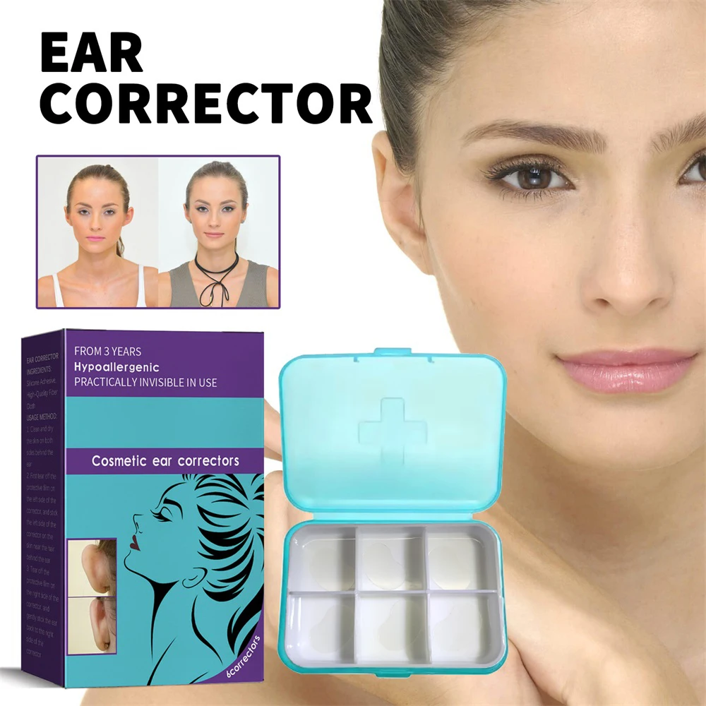 Parche Corrector de oreja, Pegatinas transparentes de chapa para corrección de oreja, foto Vertical, pegatinas de cara en V, pegatina estereotipada para fotos, 6 piezas